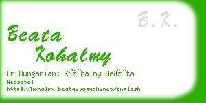 beata kohalmy business card